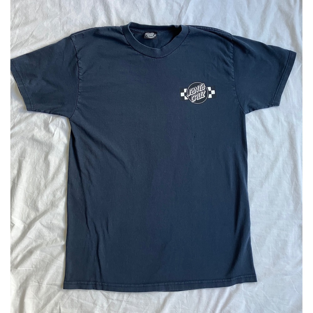 Santa Cruz Skateboards Navy Blue Checkerboard Logo Streetwear Tee Men's Medium